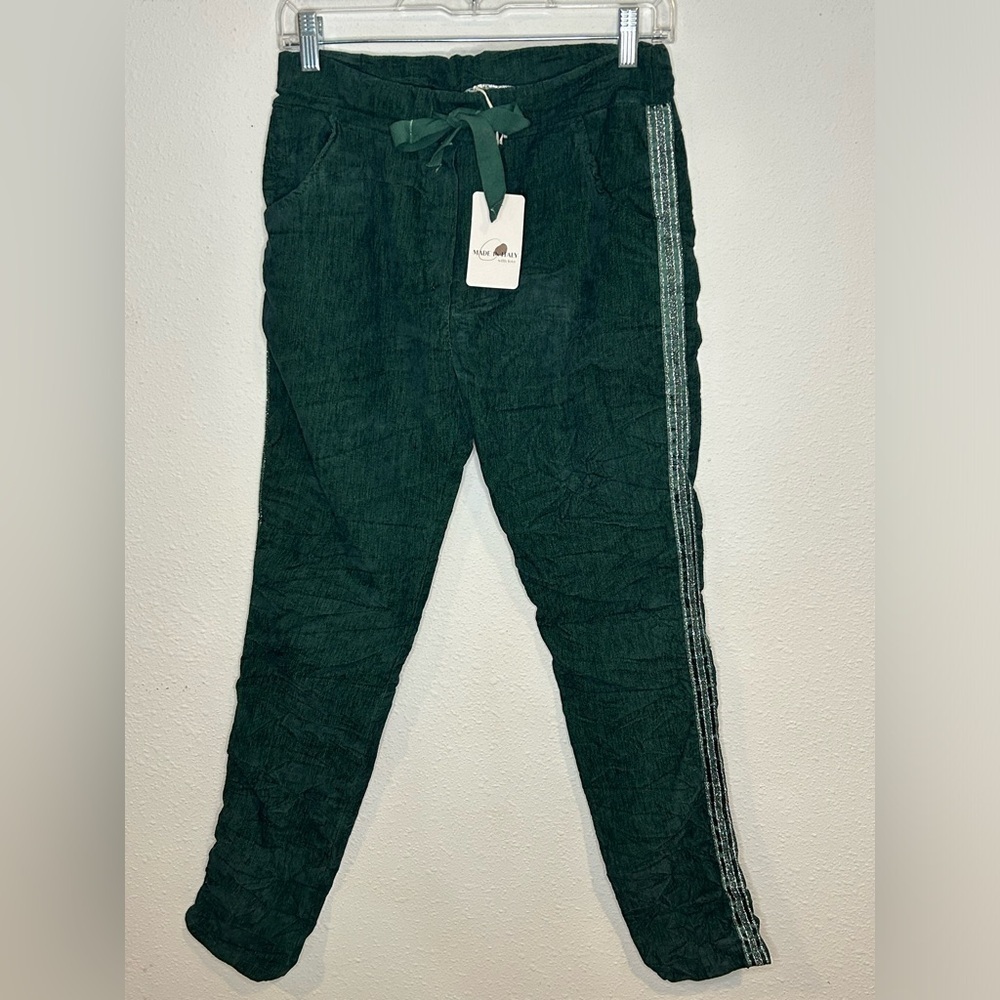 Made in Italy Green Drawstring Jogger Pants